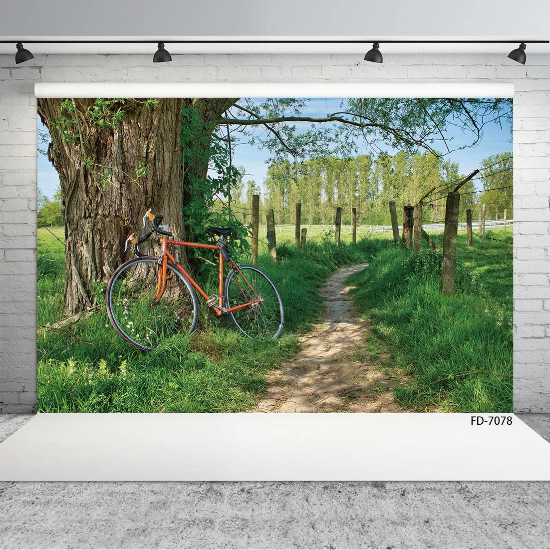 

Scenic Old Tree Bike Photographic Backgrounds Vinyl Cloth Backdrops for Photo Studio Baby Children Young Portrait Photophone