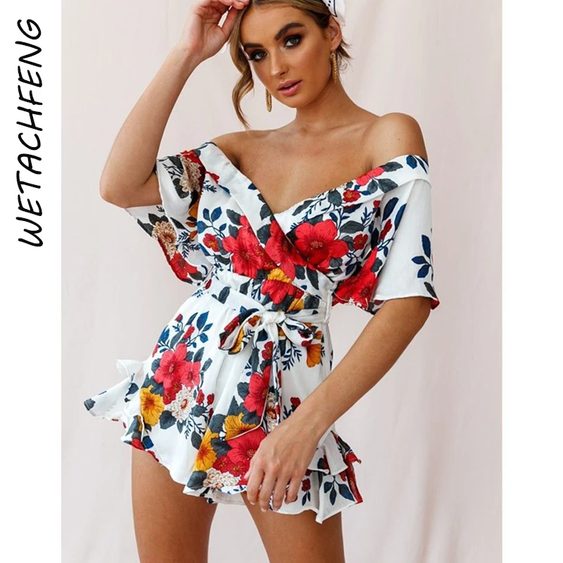 White Floral Print Shoulder Off V Neck Playsuits Summer Ruffles Beach Boho Shorts Mini Dress Rompers 2021 Fashion Women Jumpsuit
White Floral Print Shoulder Off V Neck Playsuits Summer Ruffles Beach Boho Shorts Mini Dress Rompers 2021 Fashion Women Jumpsuit