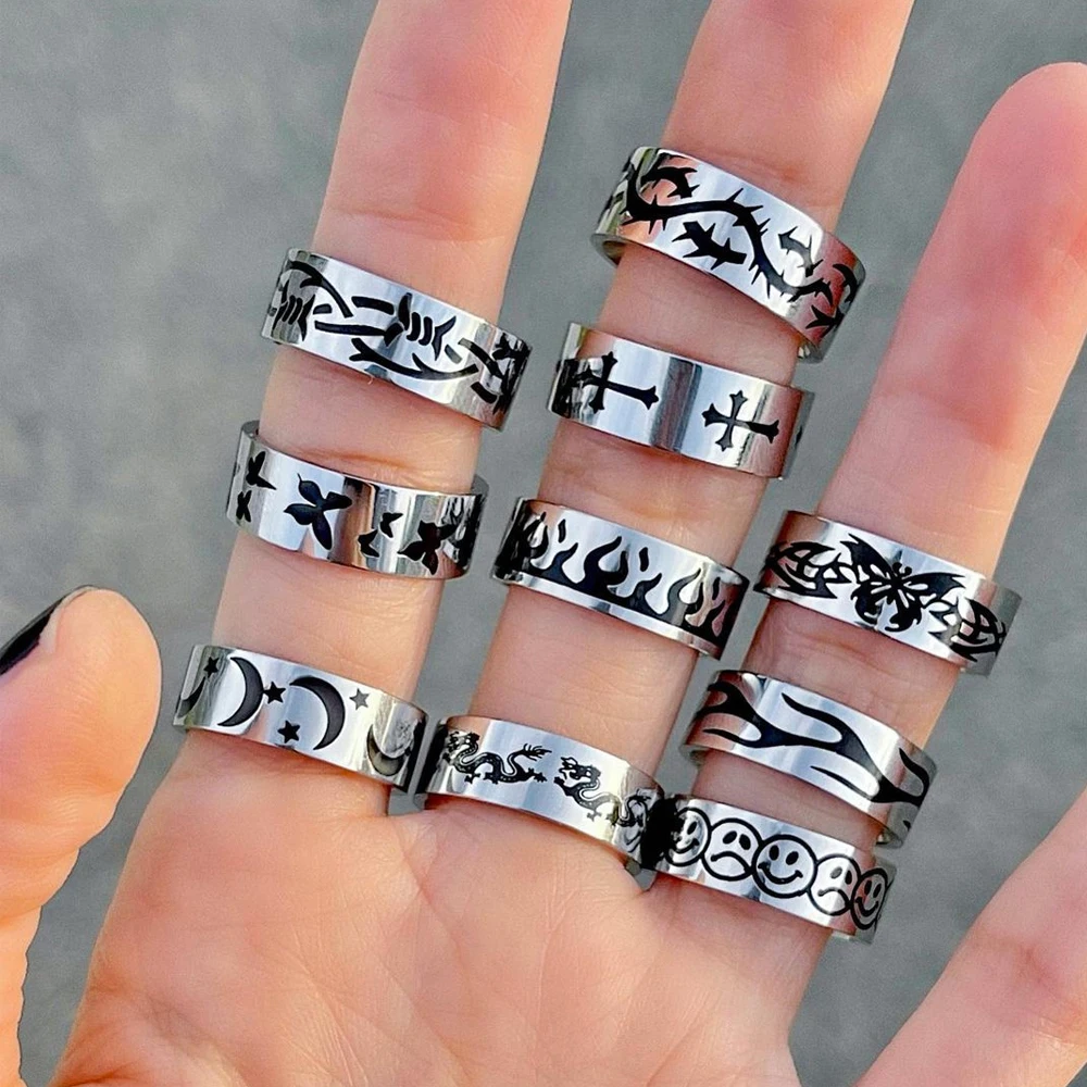 Новинка креативное кольцо в стиле хип хоп панк с бабочкой и пламенем винтажные