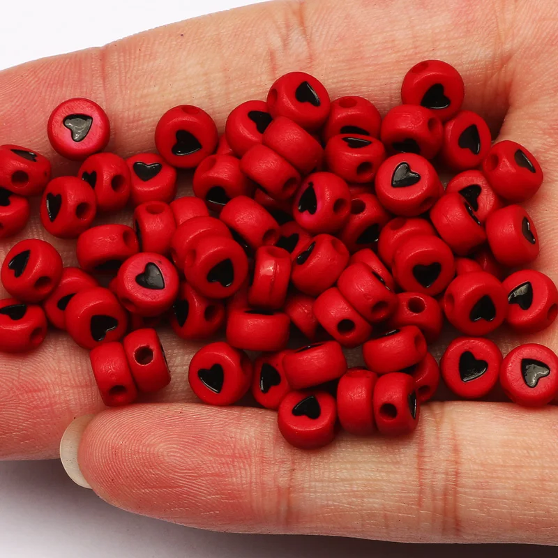 4x7mm Red Round Loose Spacer Beads Black Heart Pattern Acrylic Beads For DIY Necklace Bracelet Jewelry Design Accessories
4x7mm Red Round Loose Spacer Beads Black Heart Pattern Acrylic Beads For DIY Necklace Bracelet Jewelry Design Accessories