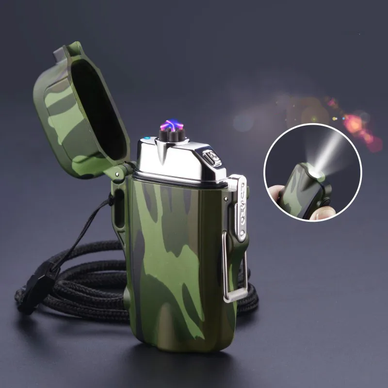 

Unusual USB Electric Torch Lighter Waterproof Windproof Plasma Rechargeable Lighter Camping Distress Signal Flashlight Lighter