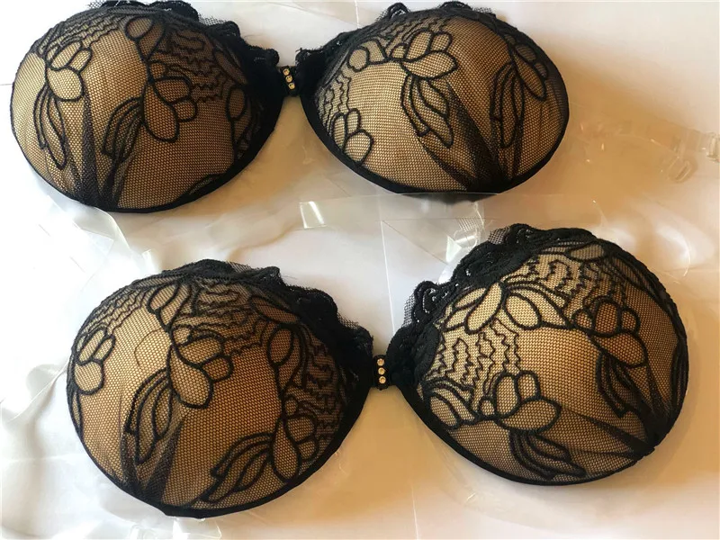 Sexy Lace Wireless Front Closure Bra Women Push Up Invisible Silicone Sticky Comfort Breathable Backless Bralette | Женская одежда