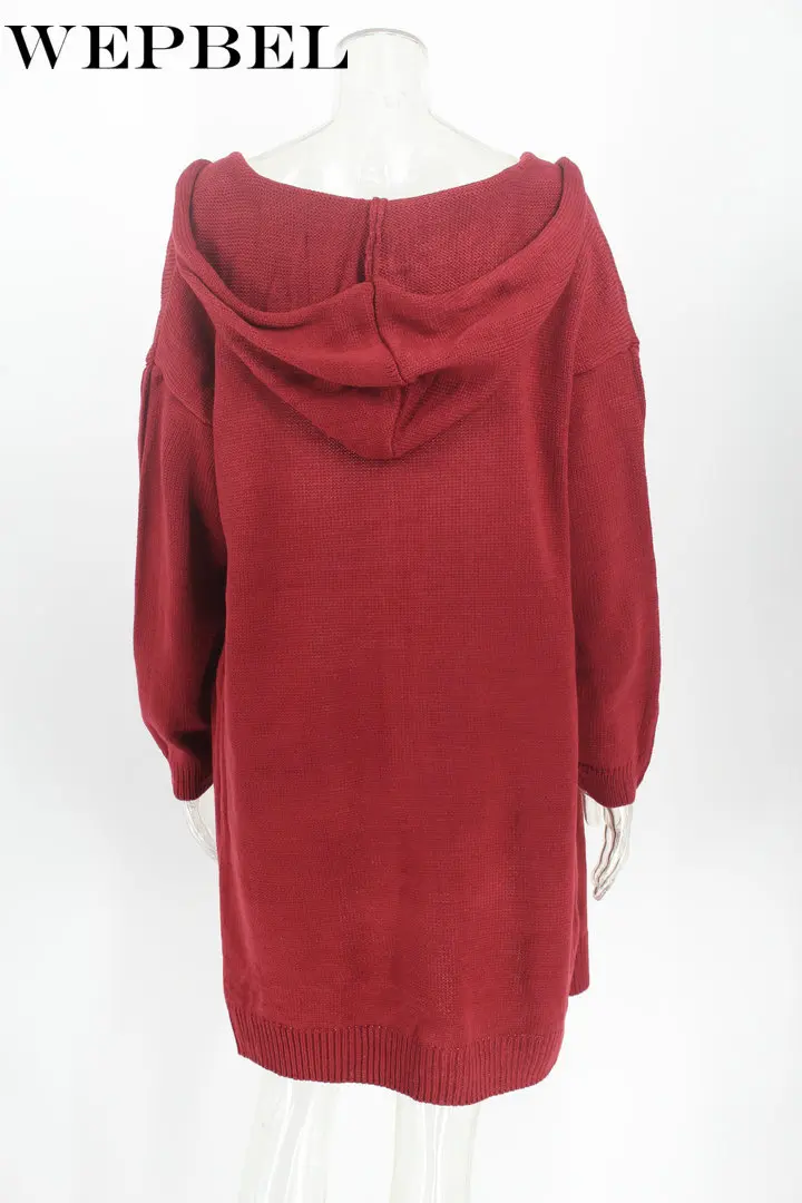 WEPBEL Women Knitted Hooded Cardigan Sweater Autumn Winter Casual Solid Color Long Sleeve Loose Outwear Coat
WEPBEL Women Knitted Hooded Cardigan Sweater Autumn Winter Casual Solid Color Long Sleeve Loose Outwear Coat