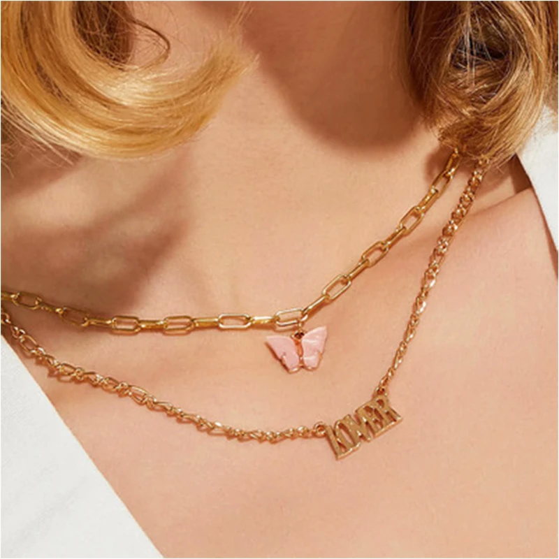 One Piece Set Of Popular Fashion Acrylic Butterfly Goth Necklace For Women Double Letter Angel Pendant Jewelry Free Shipping
One Piece Set Of Popular Fashion Acrylic Butterfly Goth Necklace For Women Double Letter Angel Pendant Jewelry Free Shipping
