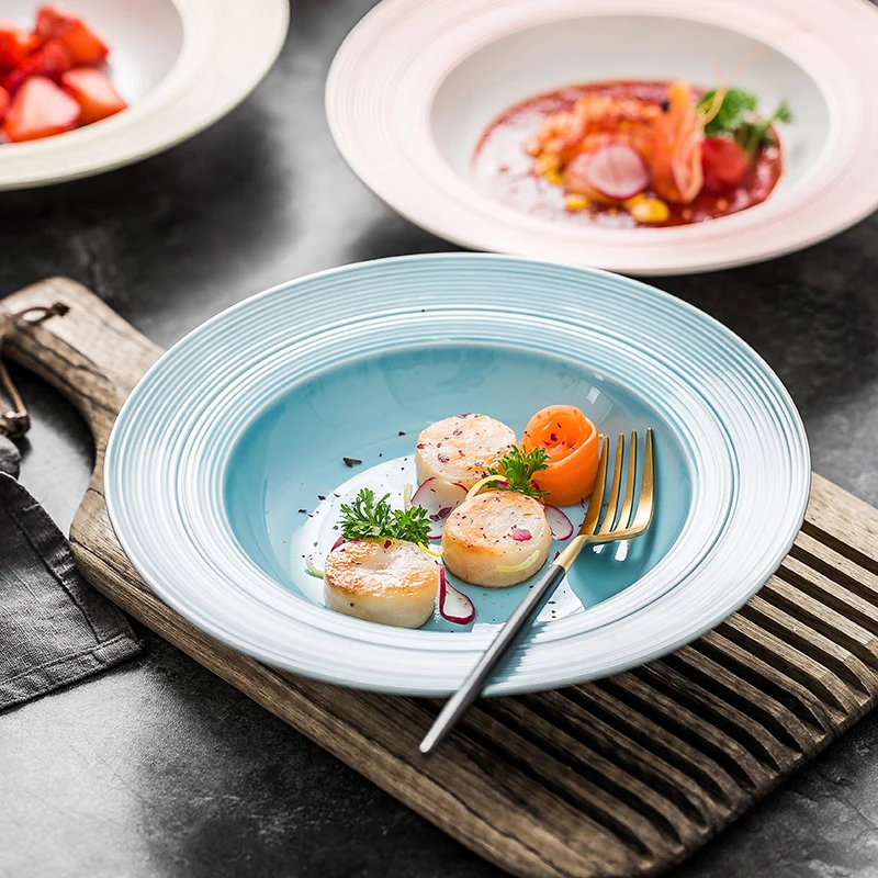 

Креативная Европейская тарелка для макаронных изделий в скандинавском стиле, тарелка для ресторана, тарелка для глубокого супа, соломенная шляпа, тарелка для макаронных изделий, тарелка для салата