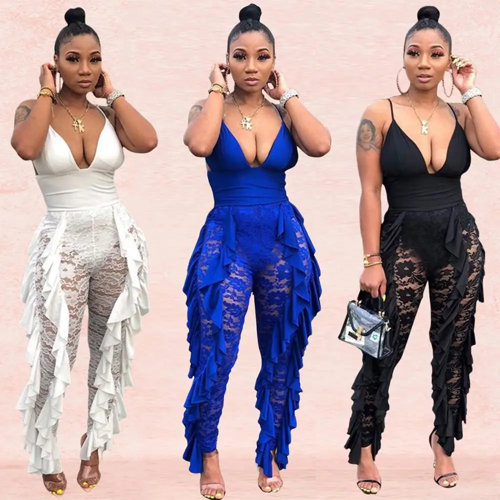 Sexy Pole Dance Clothing Women Lace Ruffle Hollow OUT Jumpsuit Evening Party Club Outfits Slim Bodycon Female Playsuit DCC318
Sexy Pole Dance Clothing Women Lace Ruffle Hollow OUT Jumpsuit Evening Party Club Outfits Slim Bodycon Female Playsuit DCC318
