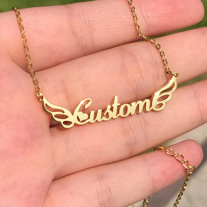 Customized Cute Heart Name Necklace Pendant Stainless Steel Jewelry Personalized Wings Nameplate Necklace Women Girl Gifts
Customized Cute Heart Name Necklace Pendant Stainless Steel Jewelry Personalized Wings Nameplate Necklace Women Girl Gifts