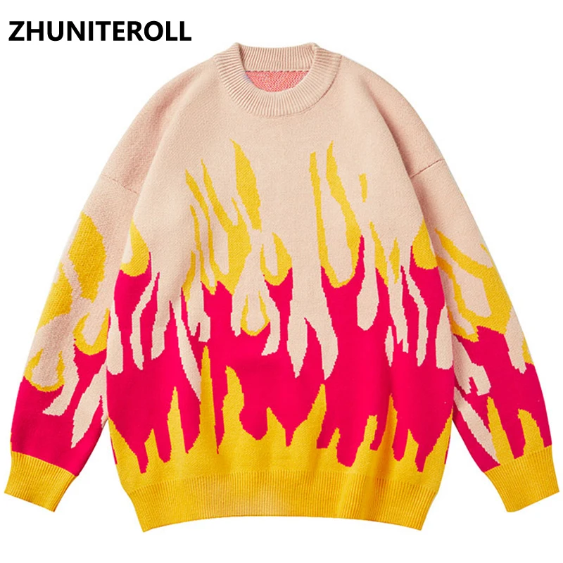 Fashion Harajuku Sweaters Fire Flame Knitted Jumpers Sweater Mens Hip Hop Casual Pullover Loose Autumn Streetwear Tops Clothing
Fashion Harajuku Sweaters Fire Flame Knitted Jumpers Sweater Mens Hip Hop Casual Pullover Loose Autumn Streetwear Tops Clothing