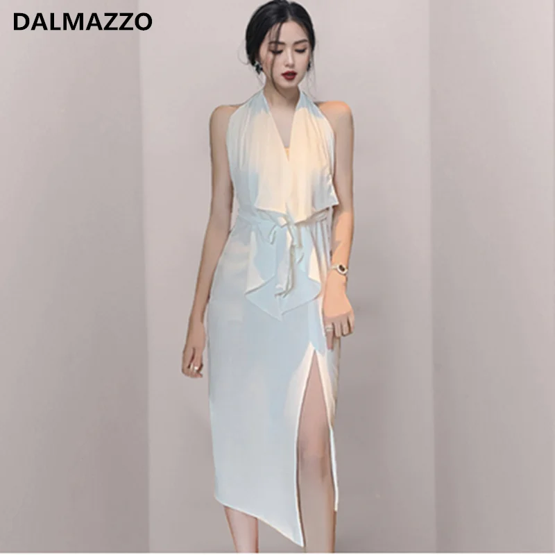 DALMAZZO Vintage White Women V Neck Halter Backless Split Long Dresses 2022 Summer Designer Party Vestidos Female XL
DALMAZZO Vintage White Women V Neck Halter Backless Split Long Dresses 2022 Summer Designer Party Vestidos Female XL