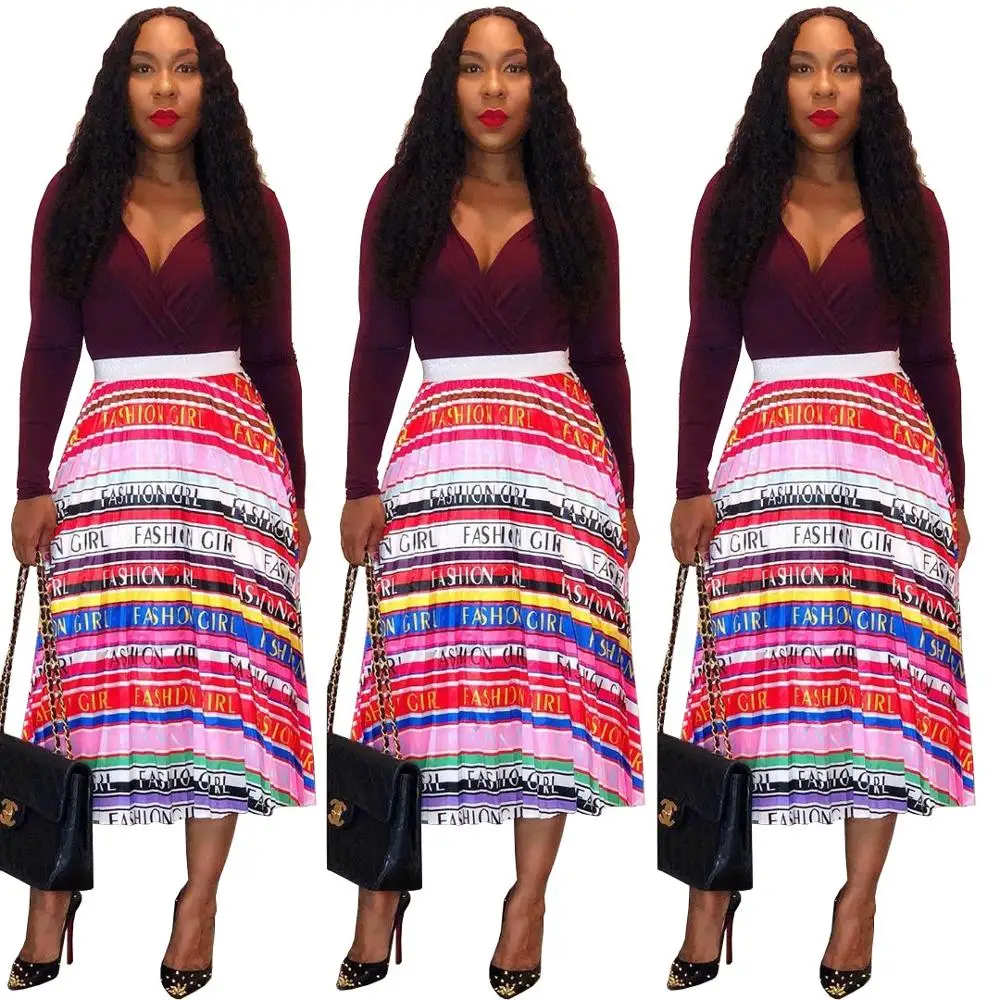 Newon Multi Color Empire Waist Loose Mid-calf Skirts Wholesale Fashion Retro Street Women Elastic Waist Pleated Skirts 
Newon Multi Color Empire Waist Loose Mid-calf Skirts Wholesale Fashion Retro Street Women Elastic Waist Pleated Skirts