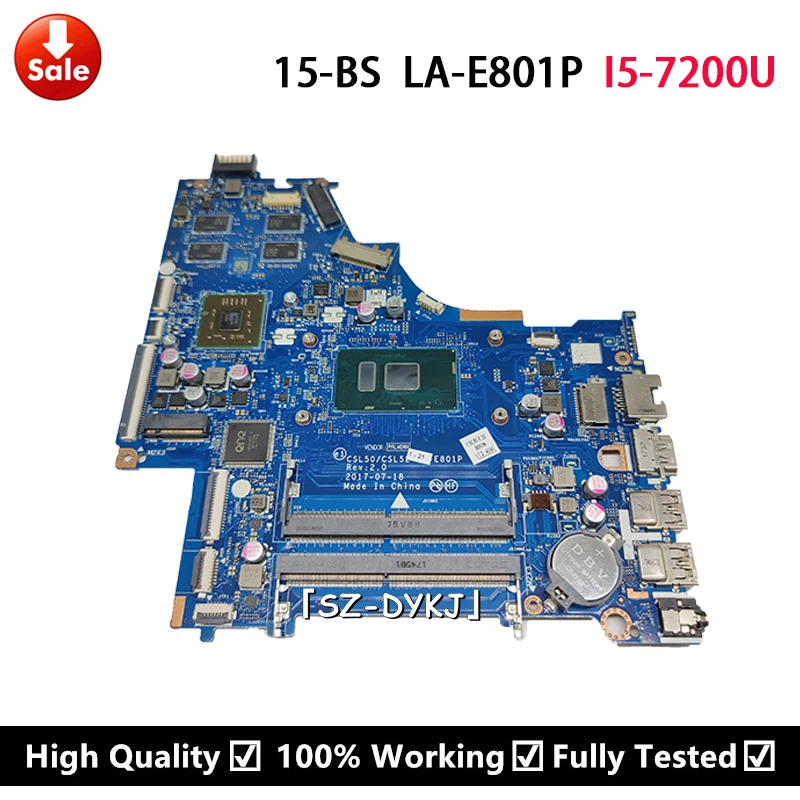 For HP 15-BS Laptop Motherboard 928639-001 924756-001 924756-501 924756-601 CSL50 LA-E801P With i5-7200U 2G DDR4 Mainboard
For HP 15-BS Laptop Motherboard 928639-001 924756-001 924756-501 924756-601 CSL50 LA-E801P With i5-7200U 2G DDR4 Mainboard