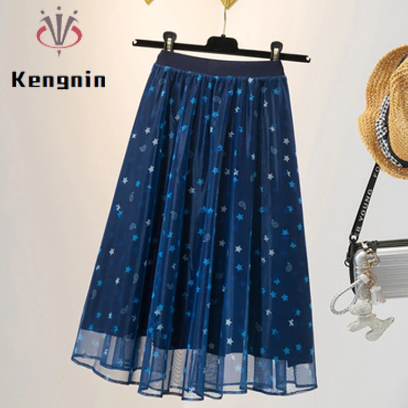 2022 Spring Summer New Women's Skirts Mesh Plus Size 4XL Female Skirts Bottom Elastic Waist Print Star Style Ladies Skirt KE2258
2022 Spring Summer New Women's Skirts Mesh Plus Size 4XL Female Skirts Bottom Elastic Waist Print Star Style Ladies Skirt KE2258