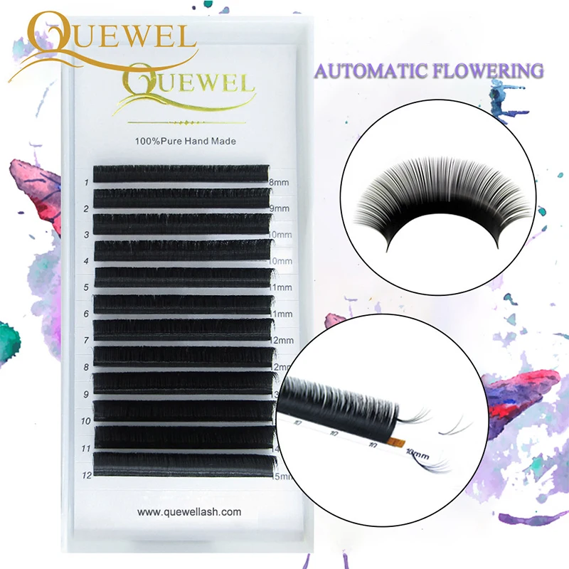 

Volume Eyelash Extension Cilia Automatic Flowering Mixed Size 8-15 mm C/D Curl Eyelashs Extension Natural False Eyelash Quewel
