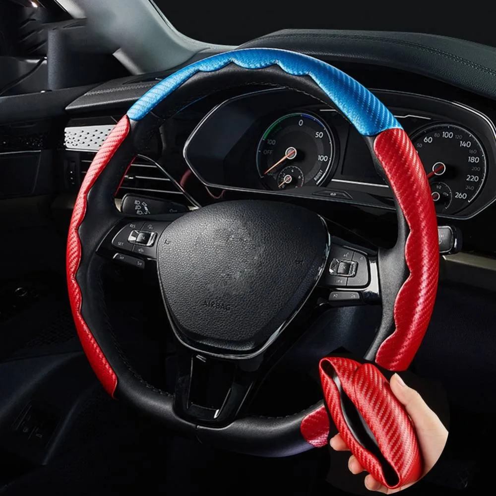3PCS Car Steering Wheel Booster Non-Slip Cover Red+Blue Carbon Fiber Steering Wheel Decorative Protective Cover Car-styling
3PCS Car Steering Wheel Booster Non-Slip Cover Red+Blue Carbon Fiber Steering Wheel Decorative Protective Cover Car-styling