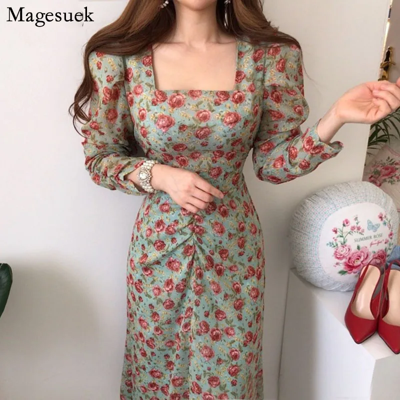 Vintage Print Summer Dresses Square Collar Korean Floral Dress Elegant 2021 Women Long Dress Puff Sleeve Female Robe Femme 13882
Vintage Print Summer Dresses Square Collar Korean Floral Dress Elegant 2021 Women Long Dress Puff Sleeve Female Robe Femme 13882