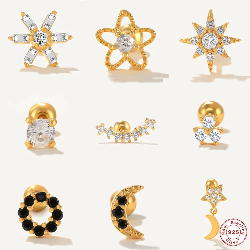 CANNER Moon Star Geometric Cartilage Stud Earrings 925 Sterling Silver Small Jewelry Gift For Wife Mom Light Luxury Earing 1PCS 
CANNER Moon Star Geometric Cartilage Stud Earrings 925 Sterling Silver Small Jewelry Gift For Wife Mom Light Luxury Earing 1PCS