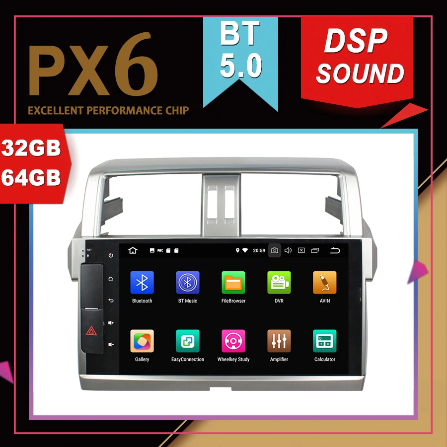PX6 Отличная производительность Android 9 0 Автомобильный мультимедийный GPS для TOYOTA Prado