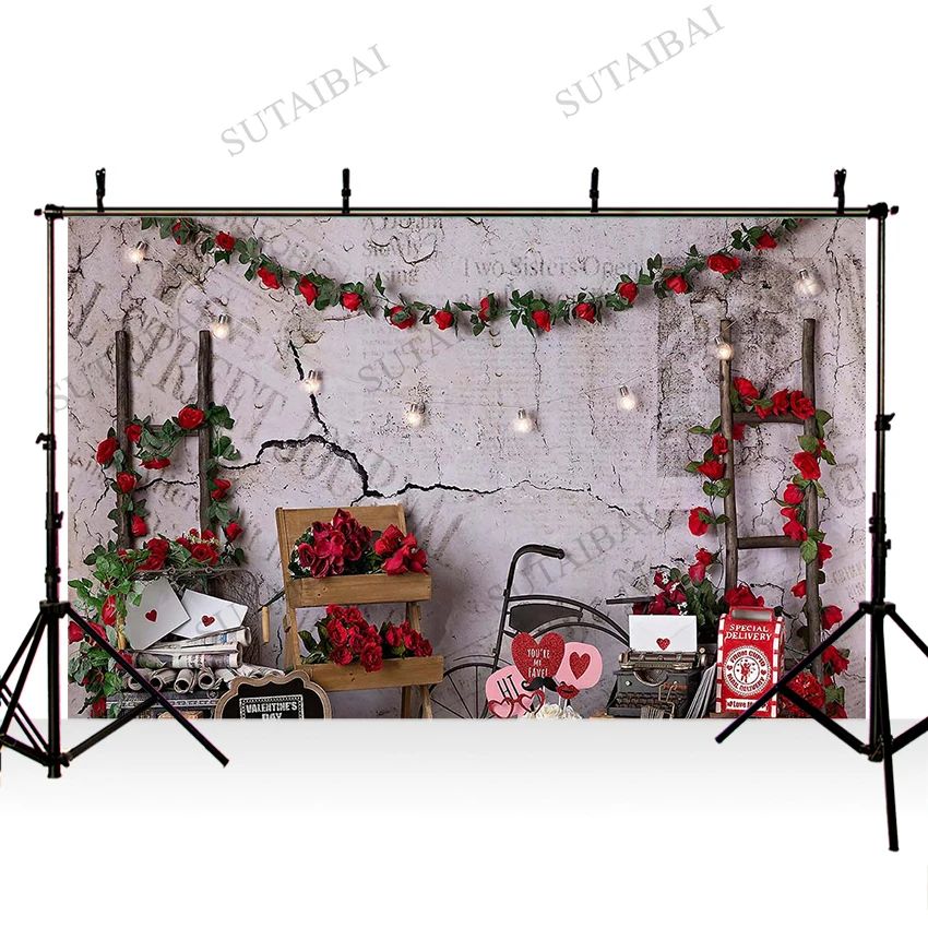 Valentine's Day Background Floral Red Rose Flower Bulb Belt Wooden Ladders Photoshoot Backdrop Photo Banner
Valentine's Day Background Floral Red Rose Flower Bulb Belt Wooden Ladders Photoshoot Backdrop Photo Banner