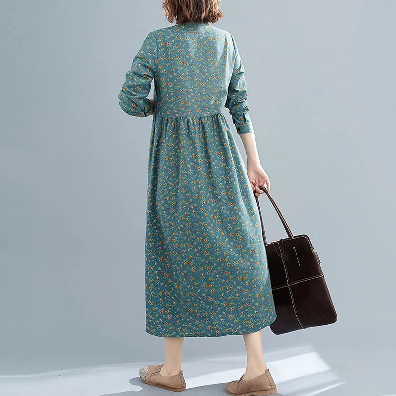 Women Cotton Linen Casual Dress New 2021 Spring Arts Style Vintage Print Stand Collar Loose Ladies A-line Long Dresses S3140
Women Cotton Linen Casual Dress New 2021 Spring Arts Style Vintage Print Stand Collar Loose Ladies A-line Long Dresses S3140