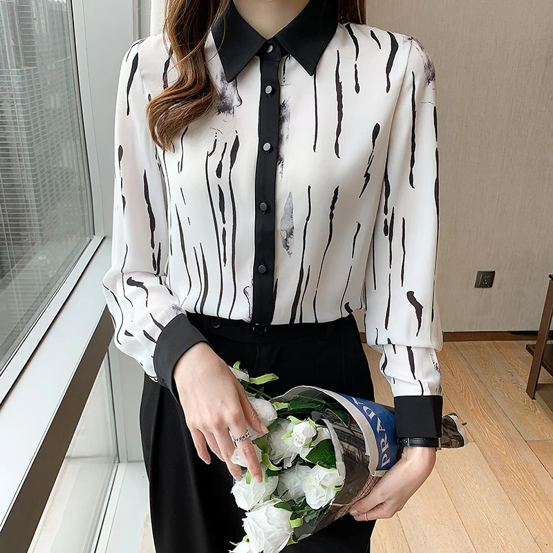 Chiffon Loose Women's Shirts New Fashion Blouses Printing Buttons Polo Shirts Autumn Casual Long Sleeve Blusas Houthion
Chiffon Loose Women's Shirts New Fashion Blouses Printing Buttons Polo Shirts Autumn Casual Long Sleeve Blusas Houthion