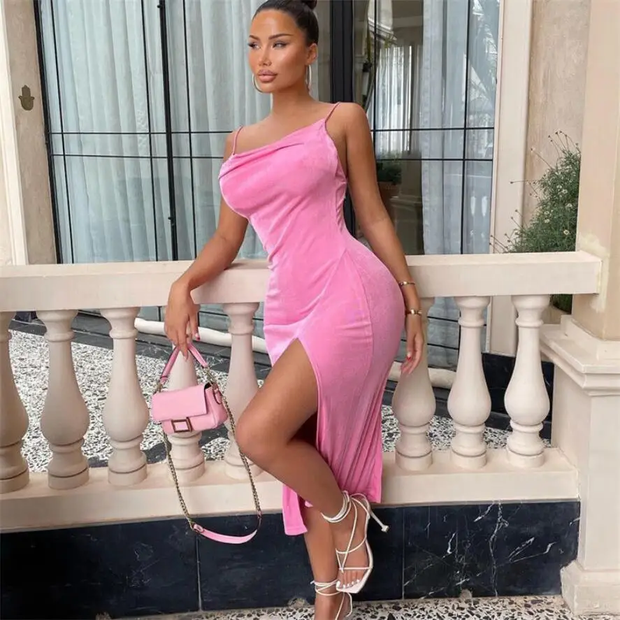Backless Sexy Strap Split Summer Women's Dress Elastic Sleeveless Solid Clubwear Evening Party Dress Women's Robe
Backless Sexy Strap Split Summer Women's Dress Elastic Sleeveless Solid Clubwear Evening Party Dress Women's Robe