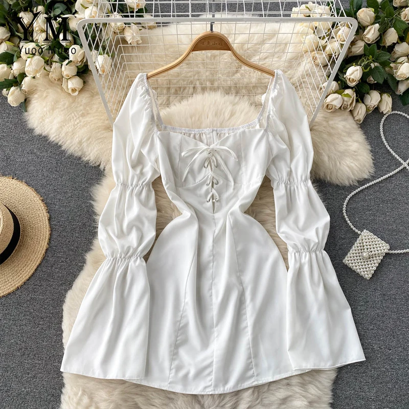 YuooMuoo Sexy Bandage Mini Dress Women Long Puff Sleeve Elegant Gothic Black White High Waist Party Dress Korean Vestidos
YuooMuoo Sexy Bandage Mini Dress Women Long Puff Sleeve Elegant Gothic Black White High Waist Party Dress Korean Vestidos