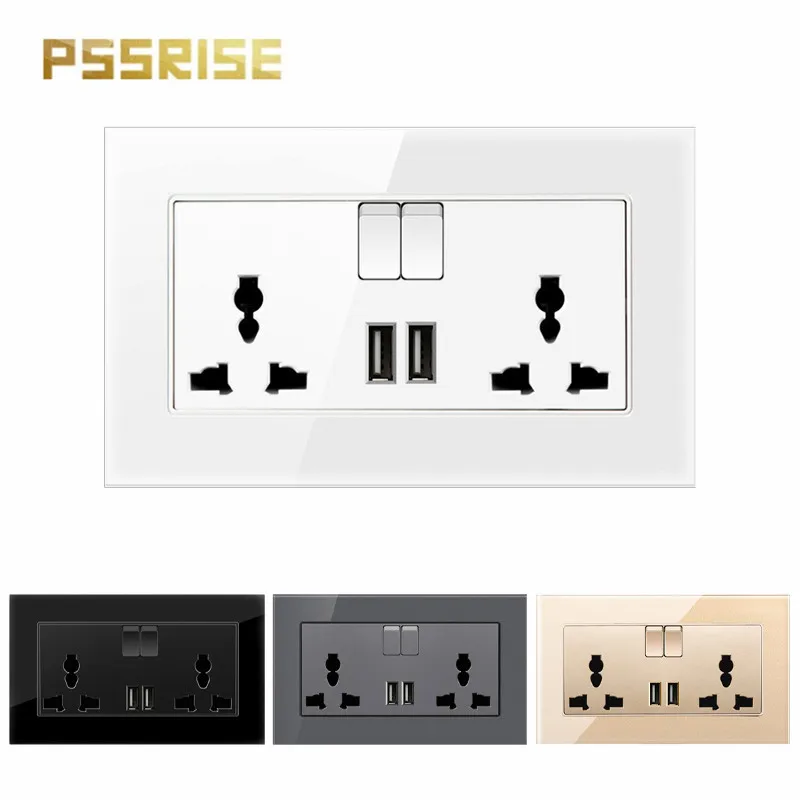 PSSRISE G11 Universal Three Hole Power Socket with Switch USB Charger Grounded Outlet Tempered Glass Panel Wall Socket 146*86mm
PSSRISE G11 Universal Three Hole Power Socket with Switch USB Charger Grounded Outlet Tempered Glass Panel Wall Socket 146*86mm
