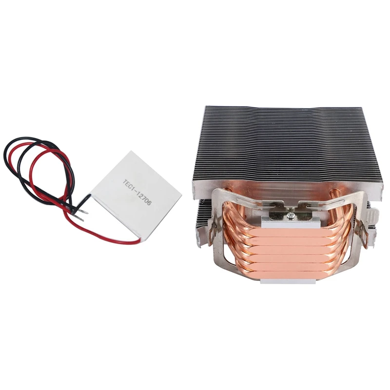 Fanless CPU Cooler 12cm Fan 6 Copper & TEC1-12706 Thermoelectric Cooler Peltier 12V 12706 Elements Module 40X40mm
Fanless CPU Cooler 12cm Fan 6 Copper & TEC1-12706 Thermoelectric Cooler Peltier 12V 12706 Elements Module 40X40mm