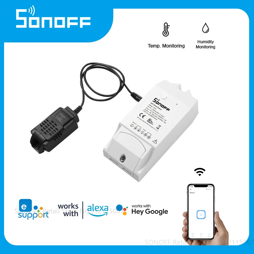 SONOFF TH16 with Sensor WiFi Smart Switch Monitoring Temperature Humidity Remote Controller Work with Alexa Google Home
SONOFF TH16 with Sensor WiFi Smart Switch Monitoring Temperature Humidity Remote Controller Work with Alexa Google Home