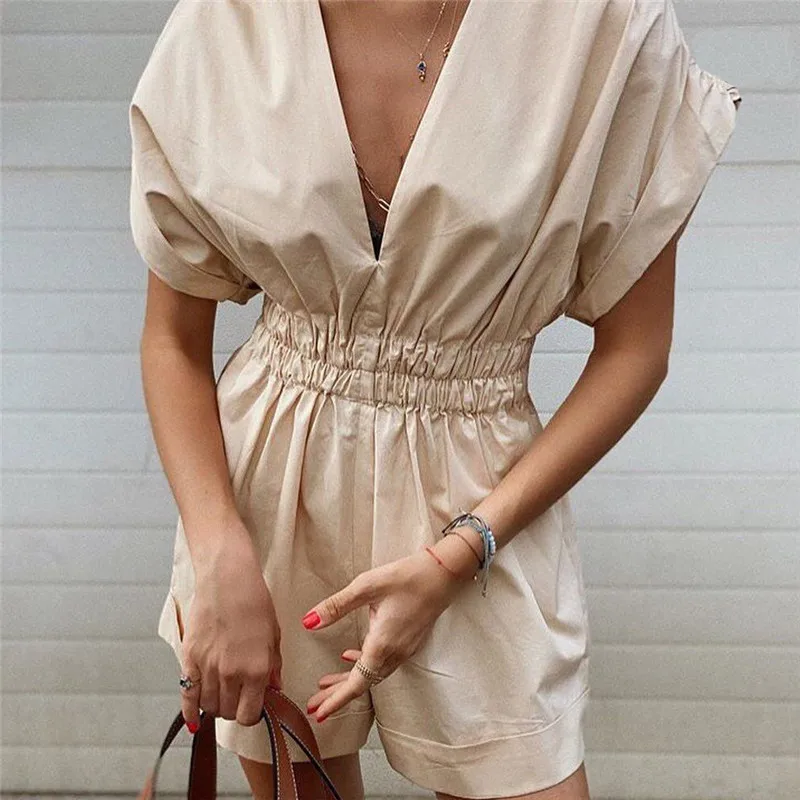 BLSQR Elegant Women Playsuits V-Neck Short Sleeve Solid Female Romper jumpsuit Spring Autumn Ladies Overalls
BLSQR Elegant Women Playsuits V-Neck Short Sleeve Solid Female Romper jumpsuit Spring Autumn Ladies Overalls
