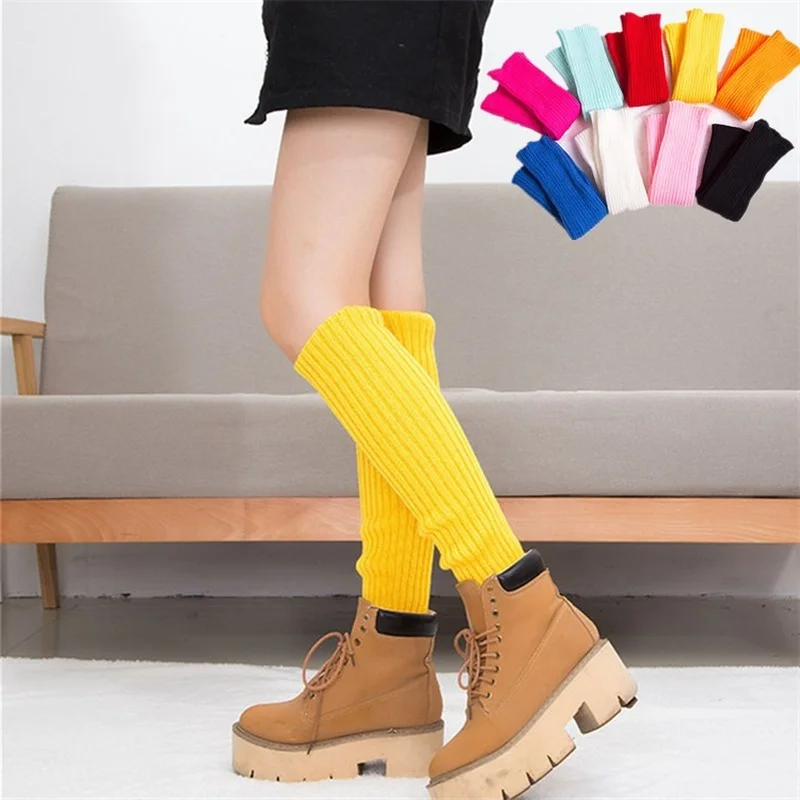 

Glowing Future Women Leg Warmers Socks Winter Knit Loose Style Solid Color Lady Boot Long Kawaii Cute Soft Leggings Warm Boots