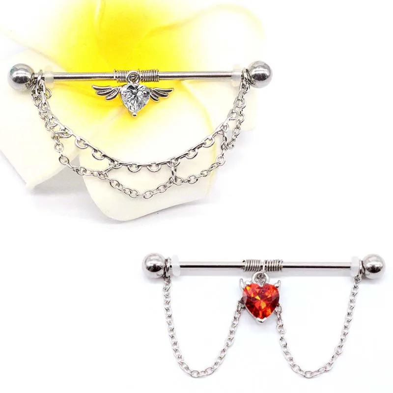 Angel Wings Devil Industrial Piercing Dangle Zircon Industrial Earrings Ear Bridge Cartilage Jewelry Helix Piercing Gauge 14G
Angel Wings Devil Industrial Piercing Dangle Zircon Industrial Earrings Ear Bridge Cartilage Jewelry Helix Piercing Gauge 14G