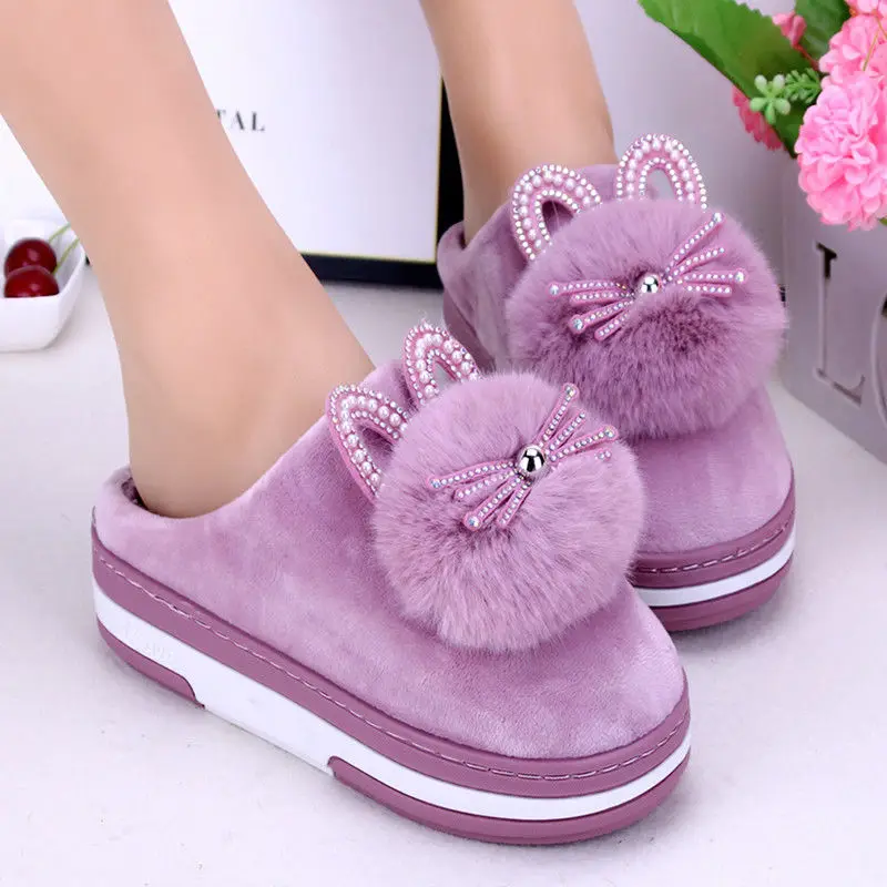 Pompon Deco Platform Indoor Shoes For Women New Fluffy Slippers Rhinestone Cat Rabbit Slides Shoes Girls Fuzzy Slippers For Home
Pompon Deco Platform Indoor Shoes For Women New Fluffy Slippers Rhinestone Cat Rabbit Slides Shoes Girls Fuzzy Slippers For Home