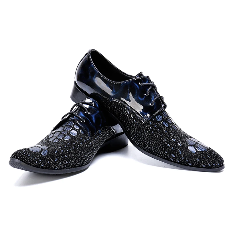 New Luxury Man Formal Dress Wedding Shoes Patent Leather Alligator Pattern Oxfords Pointed Toe Derby Men's Office Flats SL630
New Luxury Man Formal Dress Wedding Shoes Patent Leather Alligator Pattern Oxfords Pointed Toe Derby Men's Office Flats SL630