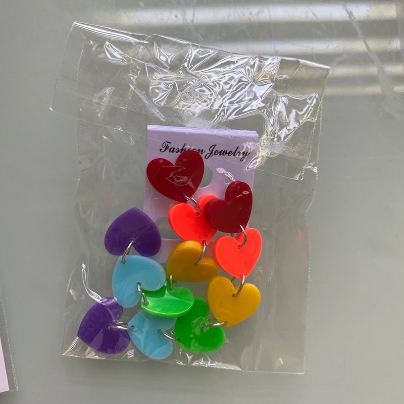New Fashion Rainbow Color Long Acrylic Drop Earrings For Women Girl Lovely Heart Tassel Dangle Earrings Party Jewelry Gifts
New Fashion Rainbow Color Long Acrylic Drop Earrings For Women Girl Lovely Heart Tassel Dangle Earrings Party Jewelry Gifts