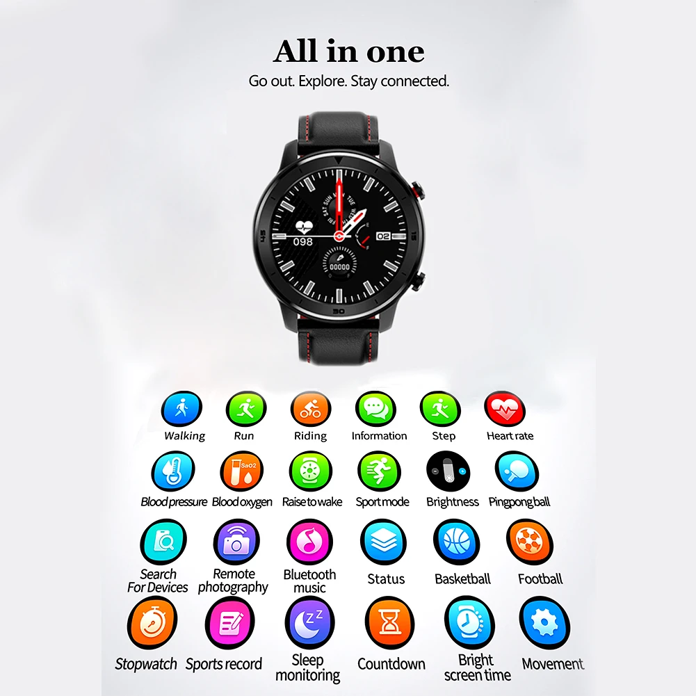 Smart Watch 1.3"Touch Screen Health Detection Message Reminder Smart Wristwatch Compatible For Android iOS Metal Case Waterproof
Smart Watch 1.3"Touch Screen Health Detection Message Reminder Smart Wristwatch Compatible For Android iOS Metal Case Waterproof