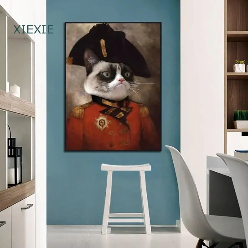 European Style Wall Art Cat In Military Uniform Animal Canvas Painting Print Poster Unique Decor House Wallpaper Artwork
European Style Wall Art Cat In Military Uniform Animal Canvas Painting Print Poster Unique Decor House Wallpaper Artwork