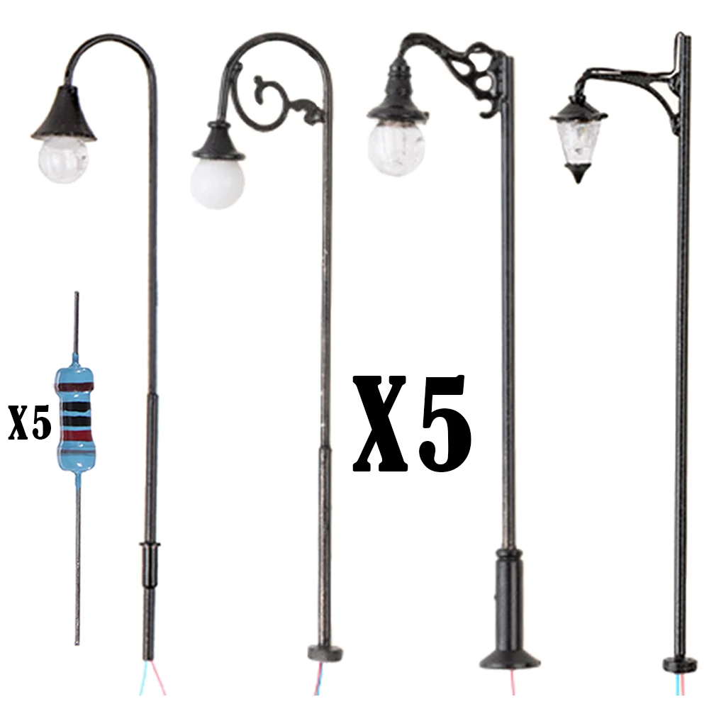 

Светодиодная модель уличного фонаря, 3 в, 5 шт., 1:87, уличный фонарь с резисторами, миниатюрный садовый Диона, микро-ландшафтный макет, Декор
