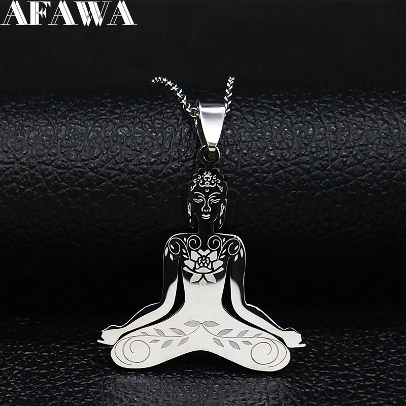 Yoga Buddha Stainless Steel Chain Necklace Women Silver Color Statement Necklace Jewelry Christmas Gift colgante mujer N1211S01
Yoga Buddha Stainless Steel Chain Necklace Women Silver Color Statement Necklace Jewelry Christmas Gift colgante mujer N1211S01