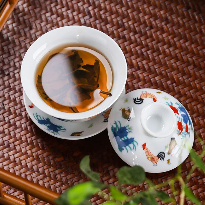Ретро куриная чаша санкai Gaiwan белая фарфоровая фотография чайный инструмент Ktichen чайные принадлежности 150 мл