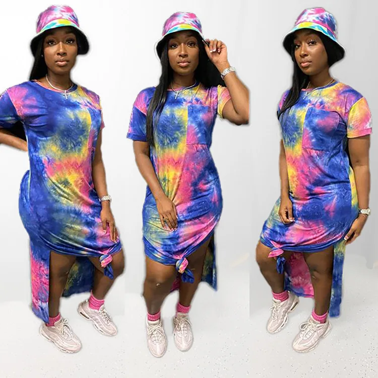 Hot Selling Tie-Dye Printing Women Dress O-Neck Short Sleeve Loose Side Split Ankle-Length Dress Suitable Streetwear Club Summer
Hot Selling Tie-Dye Printing Women Dress O-Neck Short Sleeve Loose Side Split Ankle-Length Dress Suitable Streetwear Club Summer