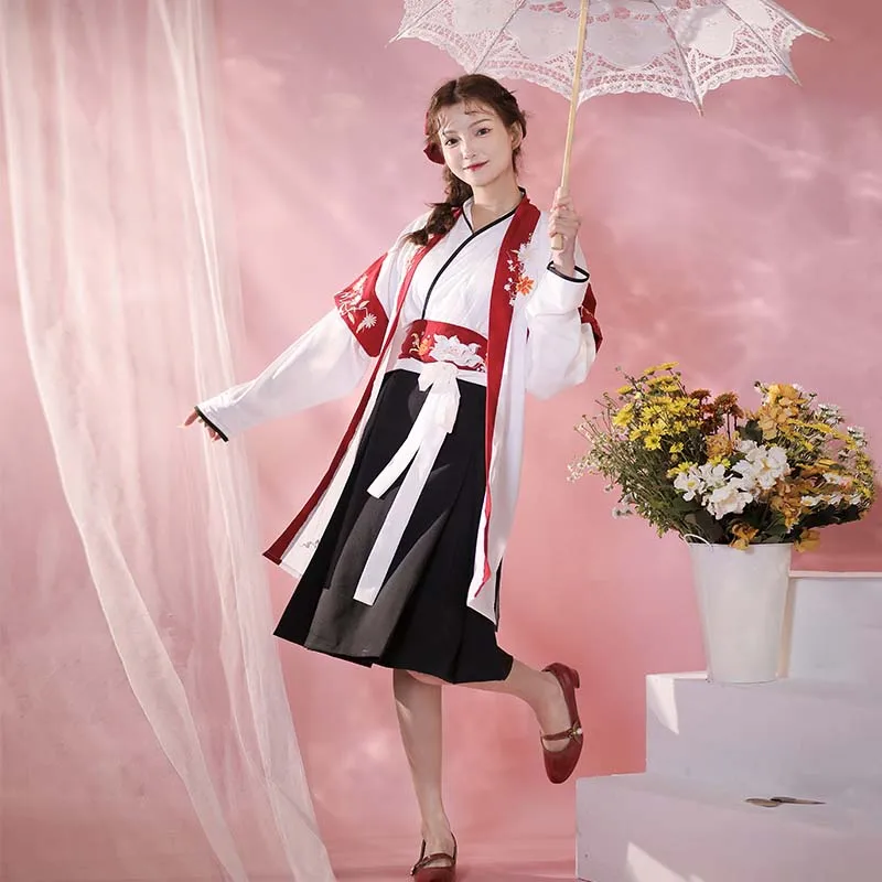 Chinese Style Summer Traditional Hanfu Women Loose Summer V-Neck Cardigan 2022 New Retro Short-Sleeved Jacket 3Pcs
Chinese Style Summer Traditional Hanfu Women Loose Summer V-Neck Cardigan 2022 New Retro Short-Sleeved Jacket 3Pcs