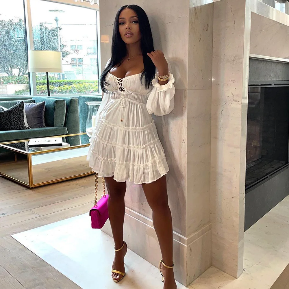 Female Vestidos Sexy Clubwear Hollow Out White Pleated Dresses For Women Bandage Solid Autumn Long Sleeve Dress
Female Vestidos Sexy Clubwear Hollow Out White Pleated Dresses For Women Bandage Solid Autumn Long Sleeve Dress