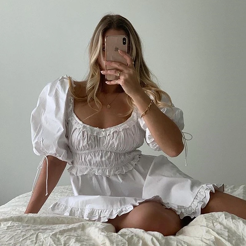 Boho White Dress Sweet Girls Puff Short Sleeve Square Neck Ruffles Bodycon for Wedding Party Bridesmaid Summer Vintage Dress
Boho White Dress Sweet Girls Puff Short Sleeve Square Neck Ruffles Bodycon for Wedding Party Bridesmaid Summer Vintage Dress