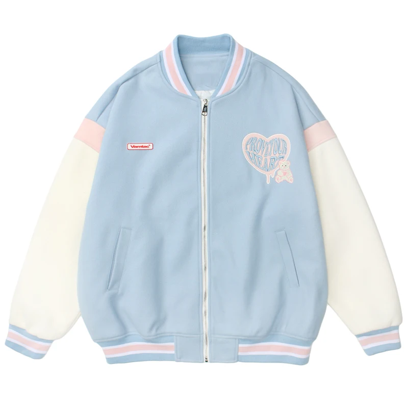Retro lovely heart-shaped bear School Uniform Jacket Women's bomber autumn oversized pilot baseball jacket men's college
Retro lovely heart-shaped bear School Uniform Jacket Women's bomber autumn oversized pilot baseball jacket men's college