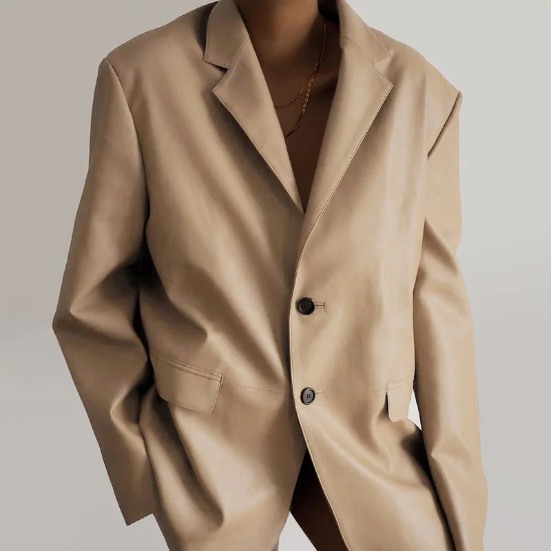 Women's Autumn Jacket Solid Commuter Long Sleeve Single-breasted Lapel New PU Small Suit Coat Women's Fashion Blazer Streetwear
Women's Autumn Jacket Solid Commuter Long Sleeve Single-breasted Lapel New PU Small Suit Coat Women's Fashion Blazer Streetwear