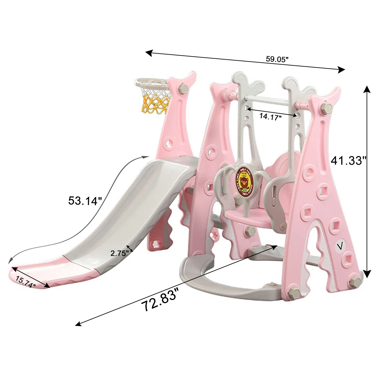 3 In 1 Combination Playground Kids Slides Swing Child Home Plastic Slides Indoor Eco-friendly Slider with Basketball Hoop