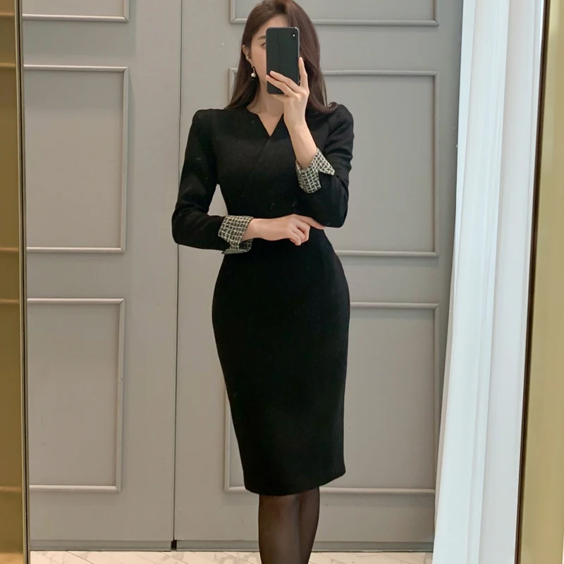 2020 New Designer Evening Vestidos Pencil Sheath Winter Dress For Women Bodycon Sheath Office Dress V-Neck Tunic One-piece
2020 New Designer Evening Vestidos Pencil Sheath Winter Dress For Women Bodycon Sheath Office Dress V-Neck Tunic One-piece