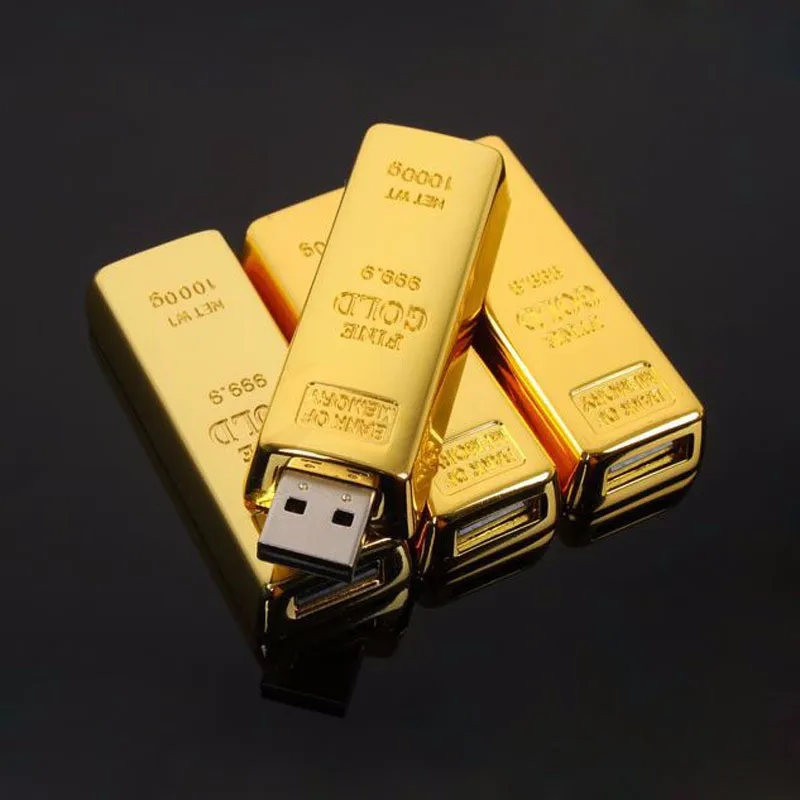 

2021 Fashion bullion gold bar pendrive 256GB 128GB 64GB 32GB 16GB USB Flash Drive Pen Drive Flash Memory Stick Drives