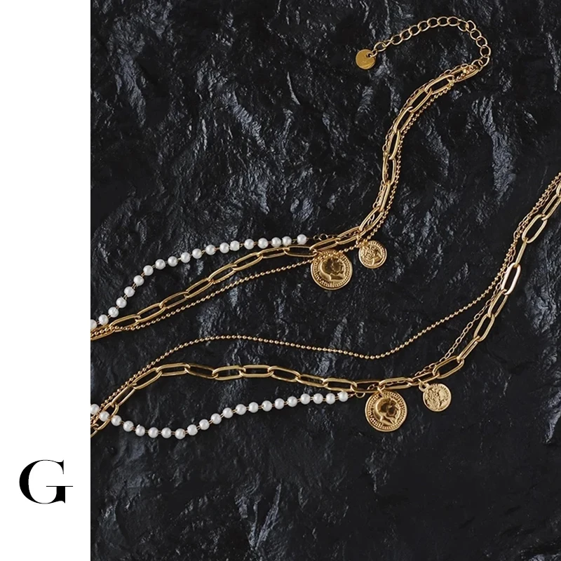 GHIDBK Vintage 3 layers Imitation Pearls Beaded Bracelets For Women Roman Coins Portrait Chic Bracelet Acero inoxidable Jewelry
GHIDBK Vintage 3 layers Imitation Pearls Beaded Bracelets For Women Roman Coins Portrait Chic Bracelet Acero inoxidable Jewelry